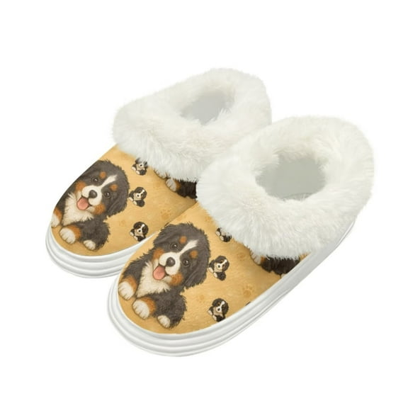 Psesaysky Bernese Mountain Dog Print Women's House Slippers Platform Thick Sole Slippers Memory Foam Bedroom Shoes, Gifts for Women, Size 4-5