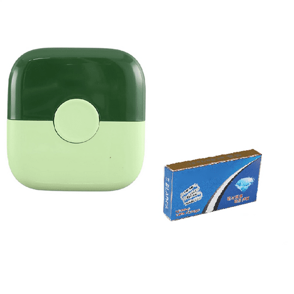 Hair Trimmer Used for Trimming and Thinning Bangs Special Haircut Tool for Split Ends and Thinning Small and Portable B,1 x trimmer 1 box x replacement parts (5 pieces),Green