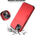 thumbnail image 5 of KOMI for iPhone 13 Case with Card Holder[Store 5 Cards] Dual Layer Heavy Duty Shockproof iPhone 13 Wallet Case with Hidden Card Slot Large Storage Case for iPhone 13 (Red), 5 of 7