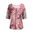 thumbnail image 5 of Articles en Liquidation Chemises pour Femmes Chemises Mixtes pour Femmes Haut Élégant Rétro à Imprimé Artistique pour Femme Col en V Ample Manches Mi-Longues, 5 of 5