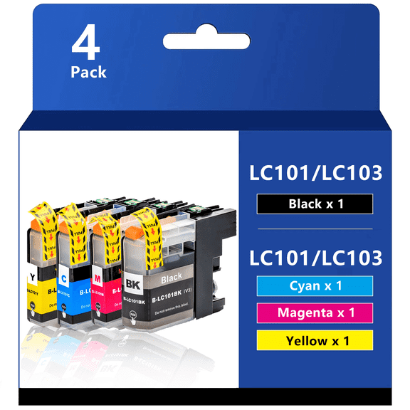LC101/103 Ink Cartridges Compatible for Brother MFC-J4310DW,MFC-J4410DW,MFC-J4510DW,MFC-J4610DW,MFC-J4710DW,MFC-J6520DW,MFC-J6720DW,MFC-J6920DW,MFC-J285DW,MFC-J470DW Printer cartridges (4 Pack)