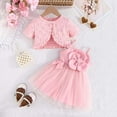 thumbnail image 2 of Girls Dresses Toddler Baby Girls Summer Solid Strap Dress and Short Sleeve Cardigan 2 Piece Set Toddler Dresses Pink 12 Months-18 Months, 2 of 6