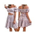 thumbnail image 5 of Sedceaty Women’s Casual T-shirt and Skirt Suit Fashion Floral Boat Neck Tops and A-line Mid-length Skirt, 5 of 7