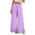 thumbnail image 2 of Endives Women's Wide Leg Pants Heart Print Casual Loose Baggy Pants With Pockets Lounge Pants, 2 of 6
