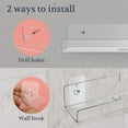 thumbnail image 3 of HTOOQ 2 Pack Clear Acrylic Floating Wall Shelf 10'', Invisible Wall Mounted Ledge Shelf, Small Display Shelves for Smart Speaker/Action Figures, Great for Room Bathroom Office Home Display - -, 3 of 7