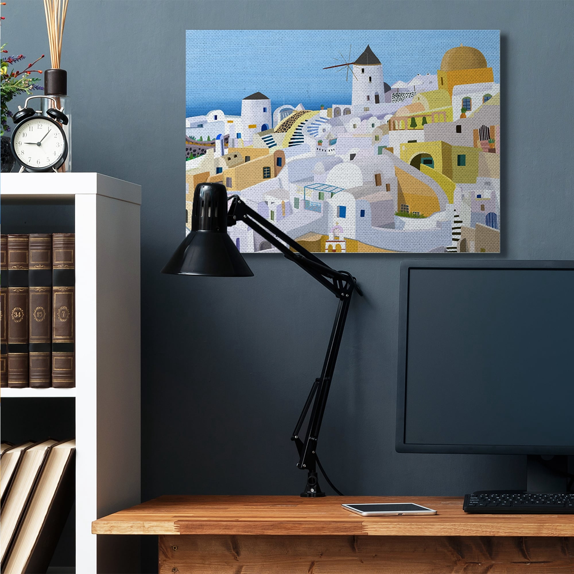 Stupell Industries Seaside Greek Cityscape White Yellow Buildings Canvas Wall Art by Carla Daly