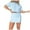 Blue, variant on Women's 2 Piece Outfit Set Casual Short Sleeve T Shirt And Drawstring Skort With Built In Shorts Fashion Summer Wear,Wine,L