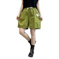 thumbnail image 2 of Vedolay High Waisted Shorts for Women Short for Womens 2023 High Rise Elastic Waist Shorts Casual Ruffle Paper Bag Work Shorts,Green XXL, 2 of 3