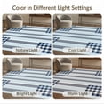 thumbnail image 7 of ODIKA 3'x5' Washable Throw Rug Farmhouse Motif Stripes Nautical Border Gingham Striped Pinstripe Playful for Entryway, Kitchen, Mudroom, Stain Resistant, Low Profile, Non-Slip, 7 of 7