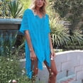 thumbnail image 2 of adviicd Beach Cover Ups Women Summer Casual Swing T Shirt Dresses Beach Cover up Loose Dress Blue One Size, 2 of 5