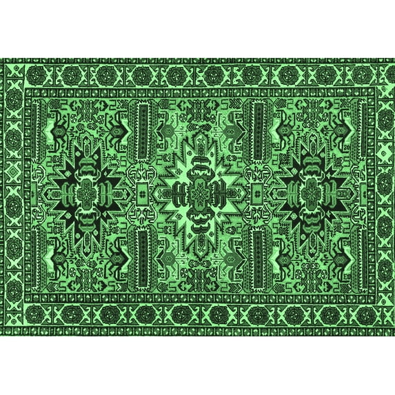 Ahgly Company Indoor Rectangle Persian Emerald Green Traditional Area Rugs, 5' x 7'