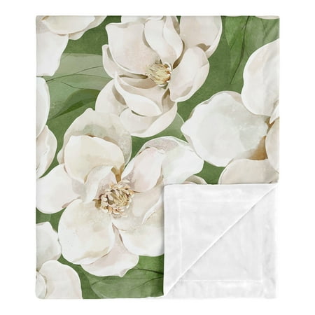 UPC: 0846480099192 | Sage Green and Ivory Watercolor Magnolia Baby Security Blanket Girl by Sweet Jojo Designs