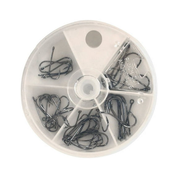 50pc Set Metal Barbed Treble Freshwater Fishing Hooks Case Fish Gear Tools Equipment Panfish Tackle