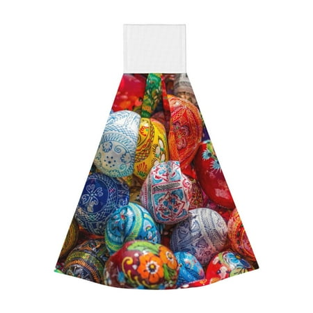 

Jgfou Easter Eggs Print Coral Fleece Microfiber Hanging Hand Towel Soft Premium Dishcloths Multi-Purpose Dust and Stain Removal Cleaning Supplies