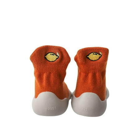

EHTMSAK Toddler Child Girls Boy Non-Slip First Walkers Shoes Slippers Infant Baby Spring Summer Fall Floor Socks Orange 6M-2.5Y 21