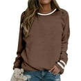 thumbnail image 3 of Kaprioy Long Sleeve For Women Color Block Sweatshirts Basic Pullover Casual Crewneck Tshirt Trendy Fall Fashion Clothes Coffee, XL, 3 of 4