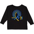 thumbnail image 3 of Inktastic 3-21 World Down Syndrome Day Blue and Yellow Rainbow Ribbon Boys or Girls Long Sleeve Toddler T-Shirt, 3 of 5