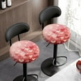 thumbnail image 3 of Renewold Bar Round Stool Cover 13-15 Inch Breathable Stretch Circle Stool Slipcover Dustproof Vanity Seat Cushion Cover Valentine's Day Decor, 2 Count, Pink Heart Oil-painting, 3 of 6