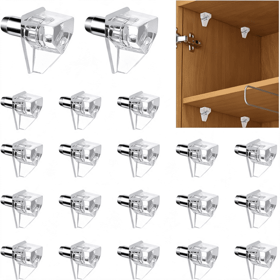 OQRKI 20Pcs 3/16 Inch Shelf Support Pegs,Clear Plastic 5Mm Shelf Pins,Shelf Support Pins for Wood Shelving,Kitchen,Furniture Shelf Bracket Nail,Transparent Plastic Shelf Pegs