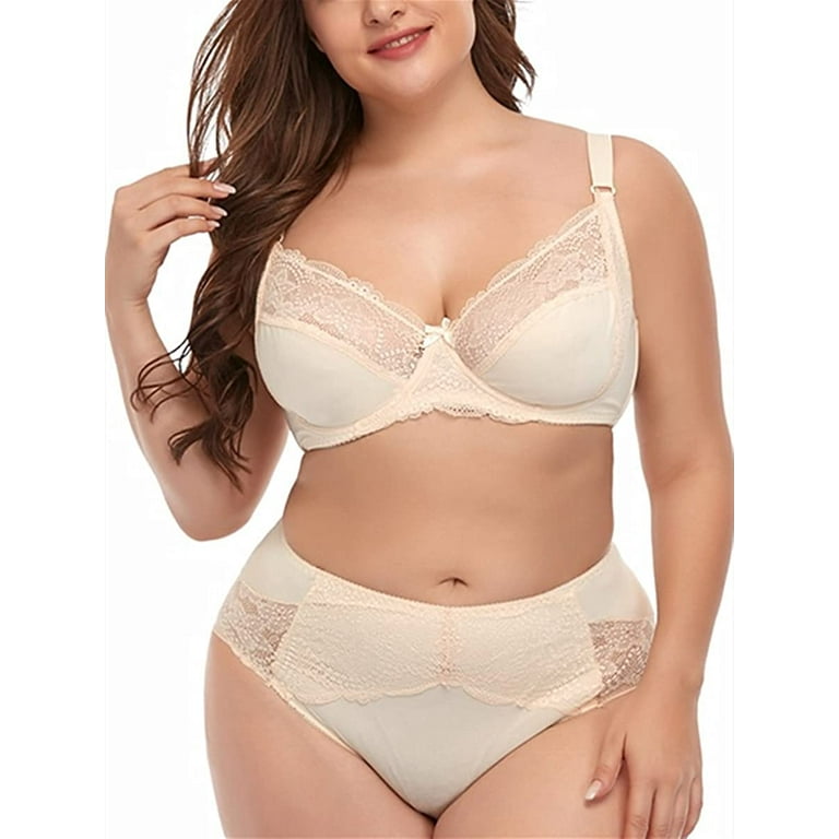 Women s Plus Size Lace Bra Panty Underwear Set Comfortable Soft