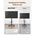 thumbnail image 5 of Steel Base Rolling TV Stand for 32-75 inch TVs up to 110 lbs, Leveling & Tilt & Swivel Mobile TV Stand with Hidden Wire Management, Height Adjustable Portable Tv Stand with Steel Shelf, Black, 5 of 18