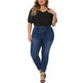 thumbnail image 2 of Blusas casuales de manga abullonada de puntos suizos para mujer de tallas grandes Agnes Orinda, cuello en V, 2X, negro, 2 of 6