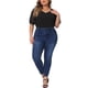 thumbnail image 2 of Blusas casuales de manga abullonada de puntos suizos para mujer de tallas grandes Agnes Orinda, cuello en V, 2X, negro, 2 of 6
