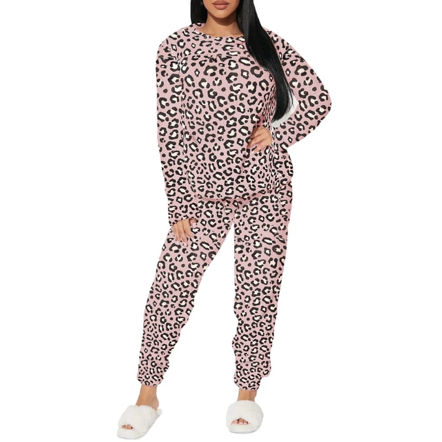 Conjunto de Pijama para Mujer Shendy Vendy Manga Larga Cuello Redondo con Estampado Transpirable