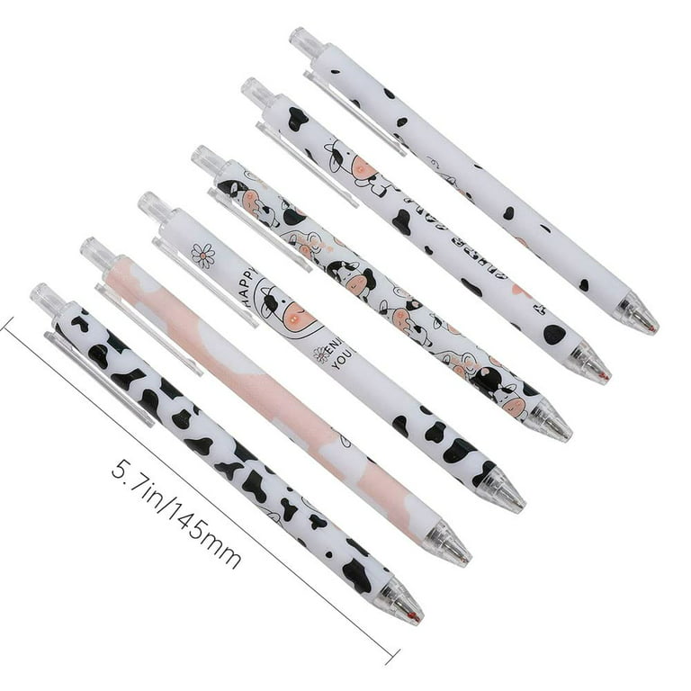 UIXJODO Kawaii Pens, 12 Pcs Cool Cute Pens with Cow Print, 0.5mm Black Ink  Pens Fine Point Smooth Writing Pens Retractable Gel Pens, Office and School