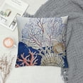 thumbnail image 2 of JEUXUS  Throw Pillow Cover Indigo Ocean Coral Seashells Nautical Beach House Decorative Pillow Case Home Decor Square Cushion Pillowcase, 2 of 5