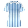 thumbnail image 4 of Camisas de Manga Corta para las Mujeres Impresión Cuello Redondo Suéter Encaje Camisa, Blusa de Verano Casual para las Mujeres, 4 of 5