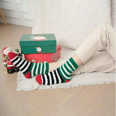 

Dopebox 1Pair Adult Socks Women s Warm Coral Plush Middle Tube Socks Stockings Multicolor One Size