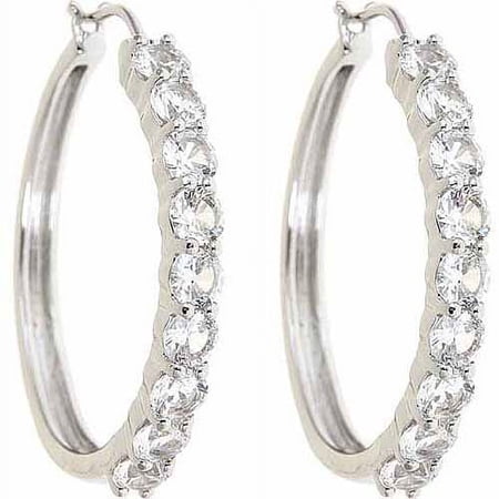 Created White Sapphire Rhodium-Plated Earrings