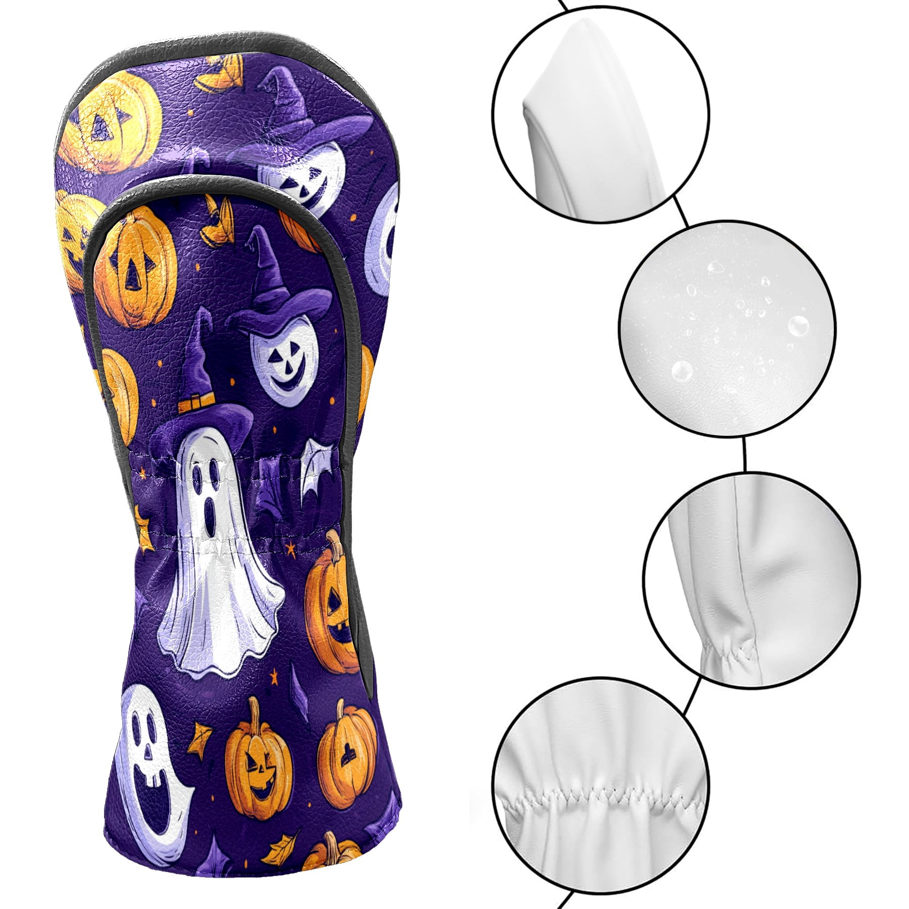 Golf Club Covers PU Leather Waterproof Head Covers for Fairway Woods Hybrids Halloween Party