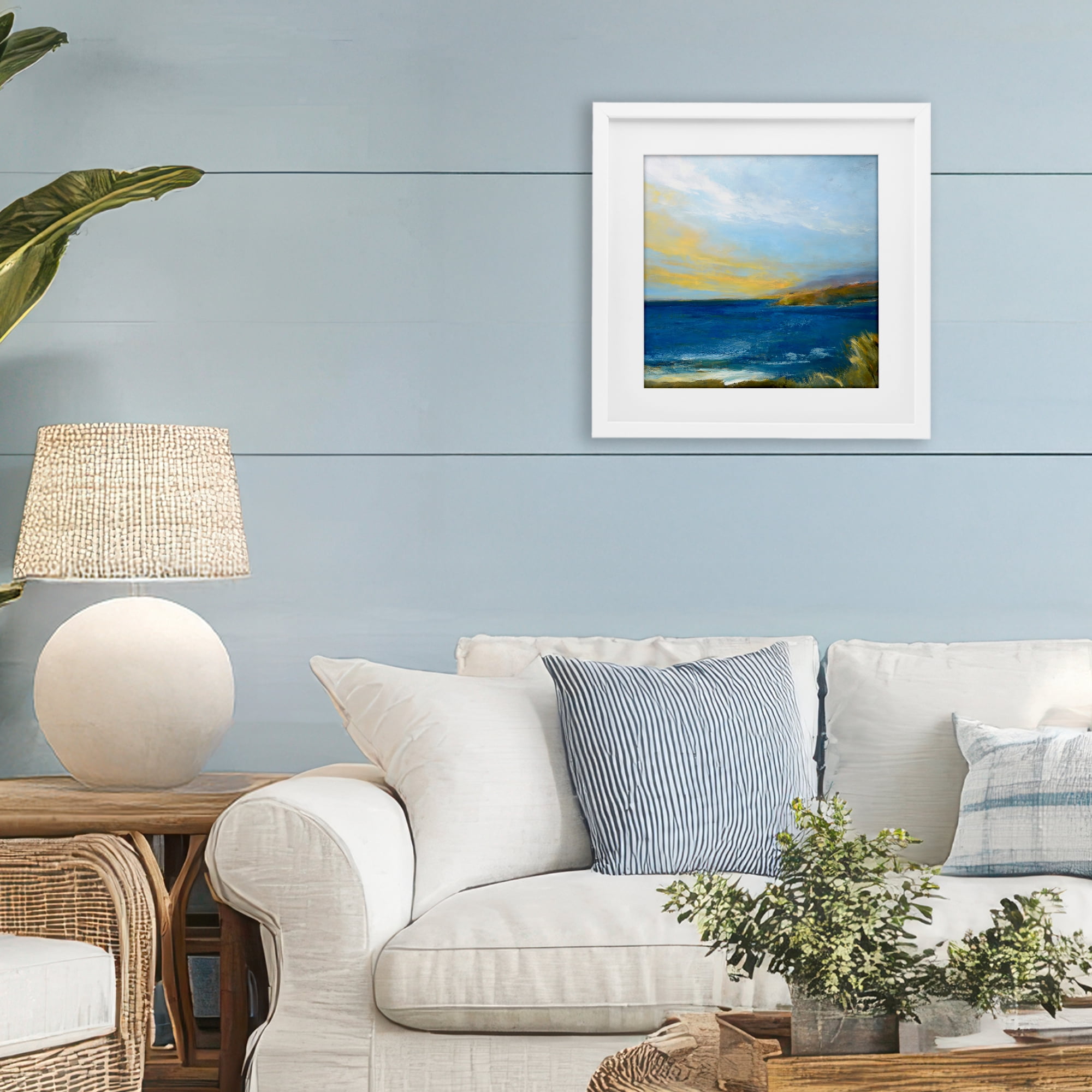 Stupell Industries Vibrant Ocean Light at Dusk White Framed Print Under Glass, design by Patrick Dennis