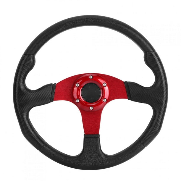 Volante deportivo de carreras de 350 mm/14 pulgadas, plato hondo, 6 pernos, accesorio universal modificado, rojo