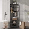 thumbnail image 2 of BeesClover Corner Coat Rack with 3-Tier Shelves, Entryway Hall Tree with Hooks, Shoe Storage Organizer for Hallway, Bedroom, Living Room, 2 of 7