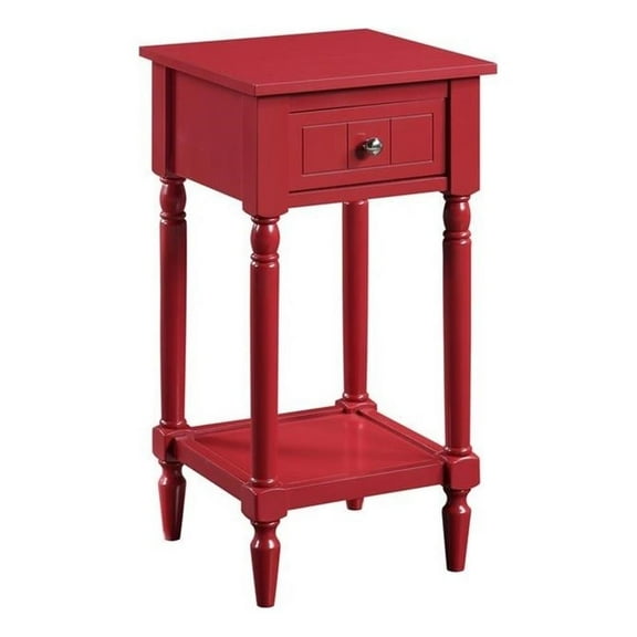 Pemberly Row Contemporary Square Accent Table in Red Wood Finish