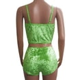 thumbnail image 3 of Aunavey Women's Velvet 2 Piece Outfit Spaghetti Strap Sleeveless Crop Top+ Shorts Set, 3 of 4