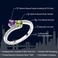 thumbnail image 2 of Gem Stone King 925 Sterling Silver Purple Amethyst and Green Peridot Bypass Ring for Women (0.79 Cttw, Gemstone February Birthstone, Round 4MM, Available in Size 5, 6, 7, 8, 9), 2 of 5
