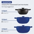 thumbnail image 5 of Tramontina Utsava 2.3-Quart Pre-Seasoned Cast Iron Kadai with Lid, Small Kadhai Pot for Indian Cooking, 5 of 9