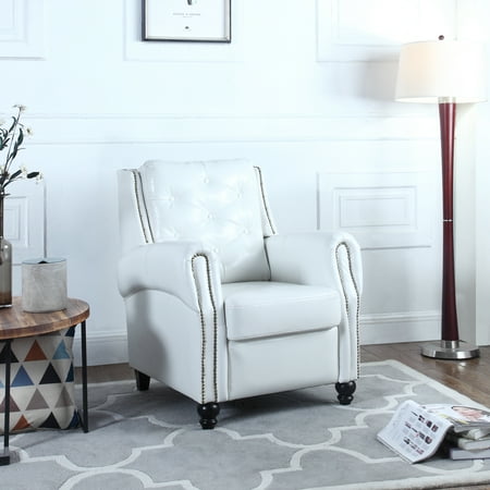 Traditional Tufted Scroll Arm Chesterfield Faux Leather Accent Chair Traditional Tufted Scroll Arm Chesterfield Faux Leather Accent Chair Living Room Armchair With Nailheads