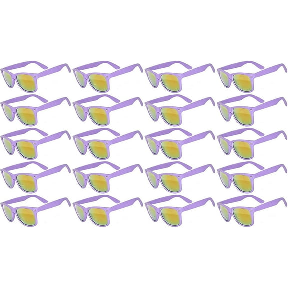 OWL Square Mirrored Sunglasses Mens Womens UV400 Protection Bulk Sunglasses (20 Pack)