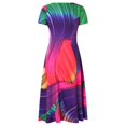 thumbnail image 6 of USSUMA Summer Dresses for Women Casual Colorful Print Plus Size Flowy Swing Long Maxi Beach Party Sundresses Short Sleeve Plus Dresses Round Neck Sun Dress Wedding Guest, 6 of 6