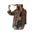 thumbnail image 1 of Women Plaid Flannel Shirt Jacket Button Down Lapel Long Sleeve Shirts Blouse Shacket Cardigan Coats Fall Spring Clothes, 1 of 7