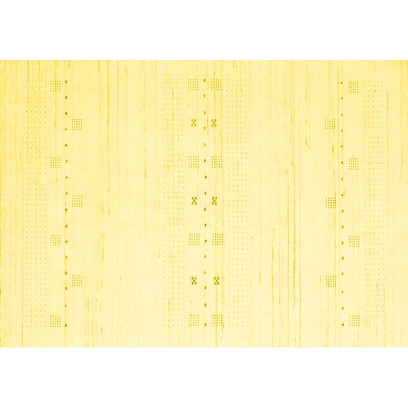Ahgly Company Machine Washable Indoor Rectangle Solid Yellow Modern Area Rugs, 7' x 10'