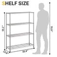 thumbnail image 5 of Ktaxon 4-Tier Metal Shelving Unit, Adjustable Shelf Organizer for Garage Kitchen, Storage Rack Capacity for 1100 lbs, 36"W x 14"D x 55"H, Silver Gray, 5 of 19