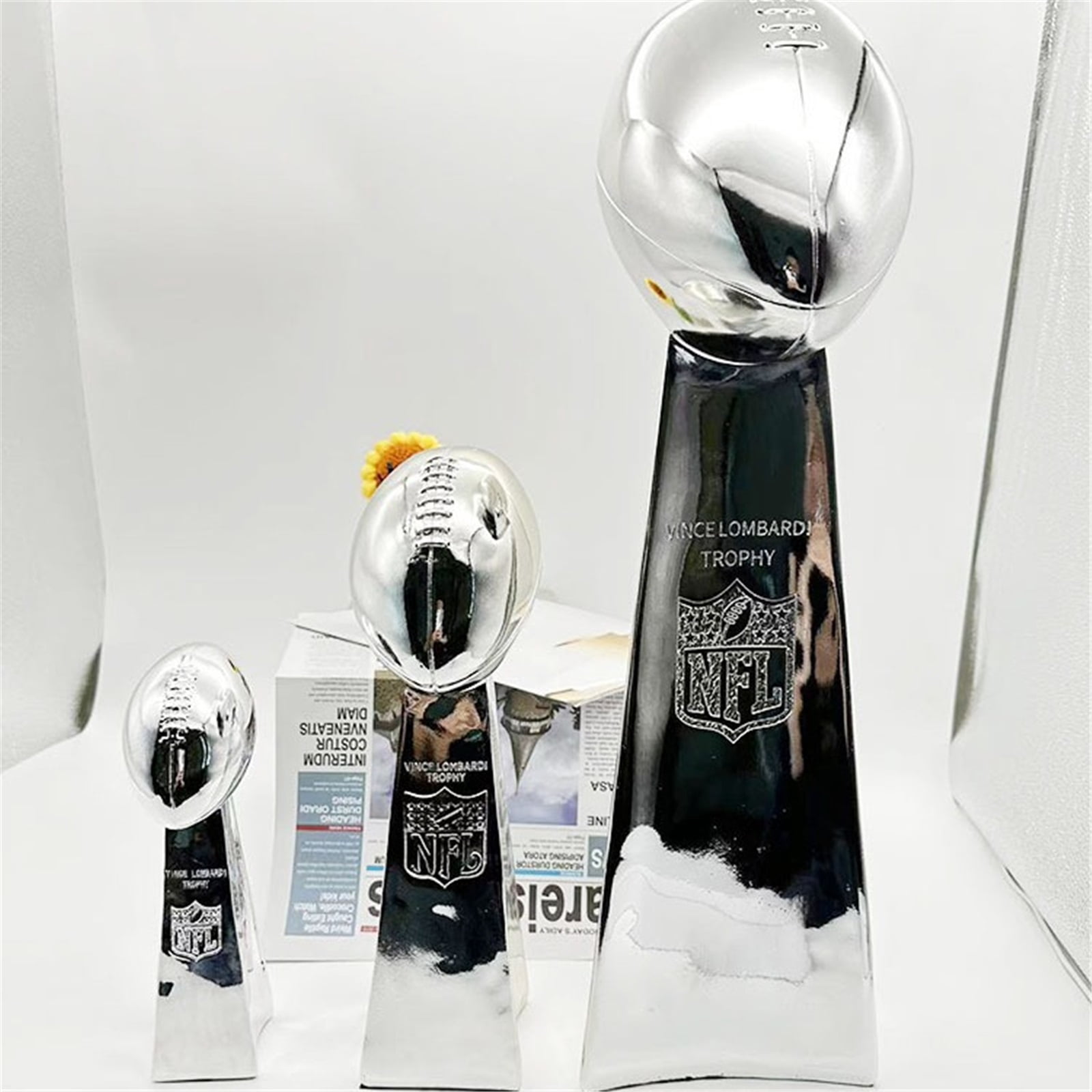 56cm Silver Football Chrome Resin Crafts Gifts for Sports Fan Trophy Shiny Sports Award Decoration for Champions,Silver,Super Football