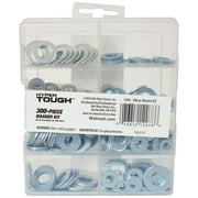 Hyper Tough 300-Piece Flat Washer Assortment with Clear Storage Case, Zinc Plated