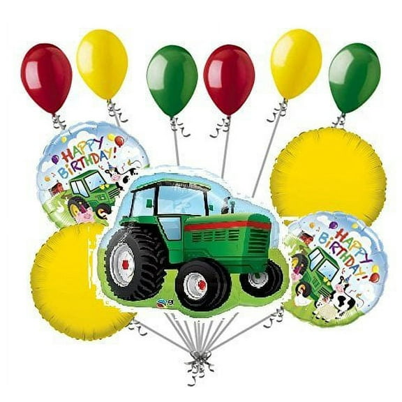 11pc Farm Tractor Friends Happy Birthday Balloon Bouquet Party Decoration Animal